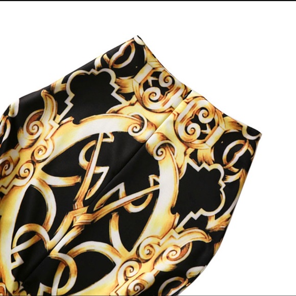 NWT Black & Gold Baroque Pencil Skirt - Picture 6 of 7